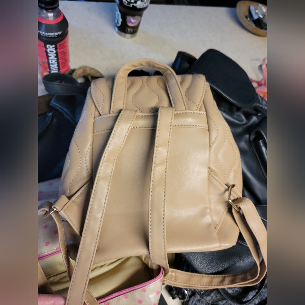 Alexis Bendel Beige Quilted Women's Backpack - Picture 4 of 10